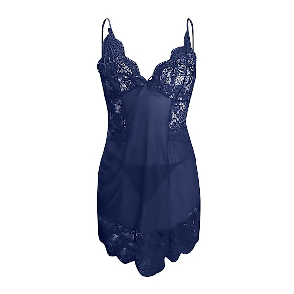 Lady Sexy Lace Lingerie Nattkjole[HK] Navy Blue XL