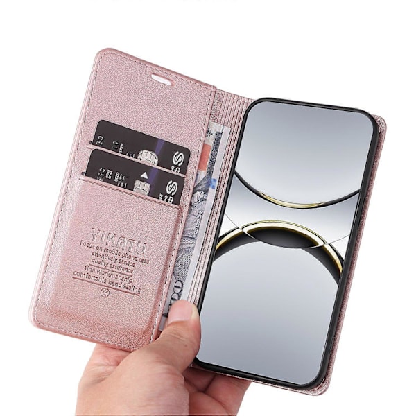 Oppo Find X8 Pro 5G Lompakkokotelo YIKATU YK-001 PU-nahkainen puhelinkotelo jalustalla - Vihreä[HK] Rose Gold Multicolor