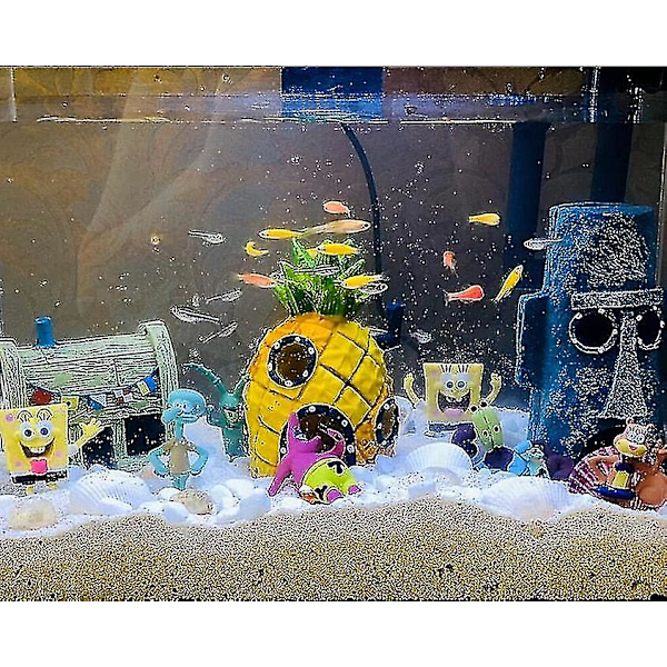 Akvariedekorationer för fiskskålar Spongebob Fyrkant[HK] 8pcs