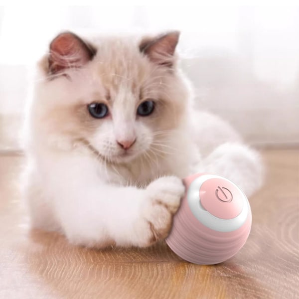 BPA-fri Smart Interaktiv Kattkule USB-ladbare Automatisk Kattkule med Fargerikt Lys - Rosa [HK]