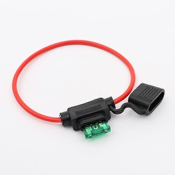 2-pack 12ga Säkringshållare, Inline Säkringshållare 12 Gauge Säkringshållare 12v Vattentät Pigtail Bladsäkringsrelä med 30AMP ATC Säkringar[HK]