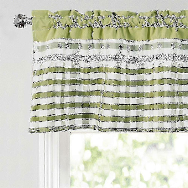 Køkkengardiner Dekoration Vinduesgardin Luksus Cafe Kappe Topgardiner S202412306350[HK] 74cmx90cm Yellow Green