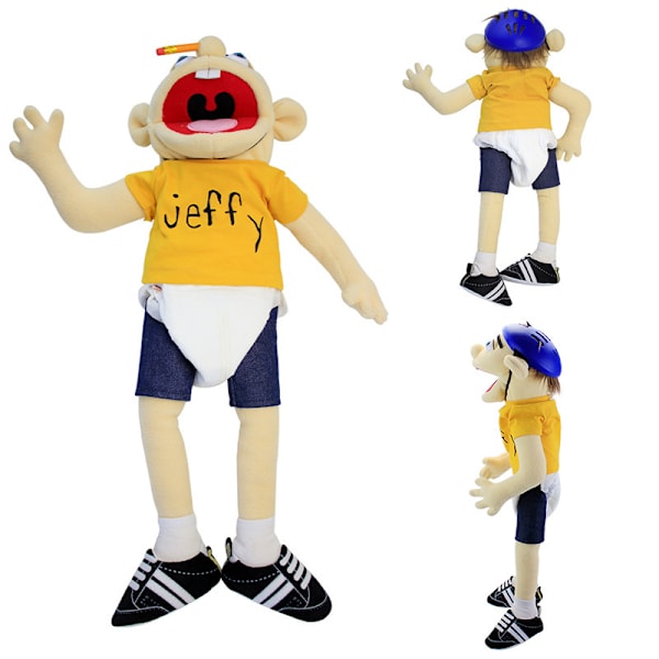 2023 Jeffy hånddukke tegneserie plyslegetøj udstoppet dukke blød figur sovepude pædagogisk legetøj legehus børn børn babygave[hsf][HK] 58cm