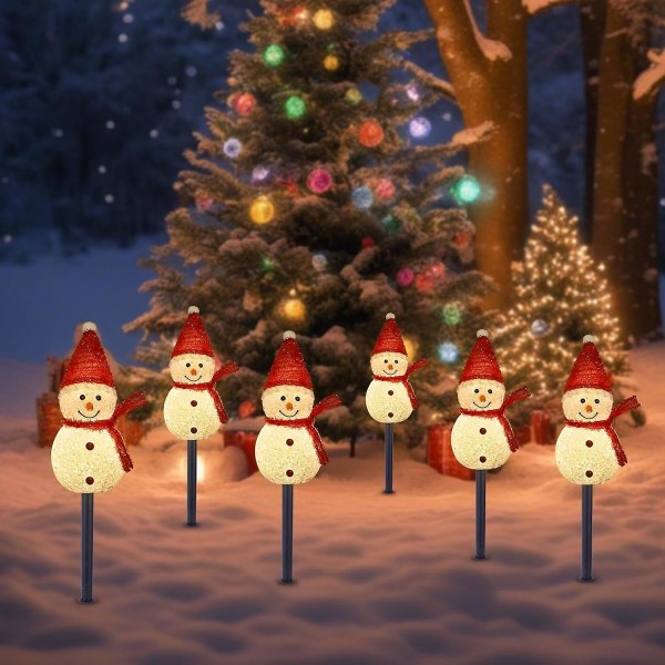 Solar Christmas Pathway Lights Udendørs Decor, Sæt med 3 Snowman Xmas Lights med Stake, Vandtæt Wa[HK] Red