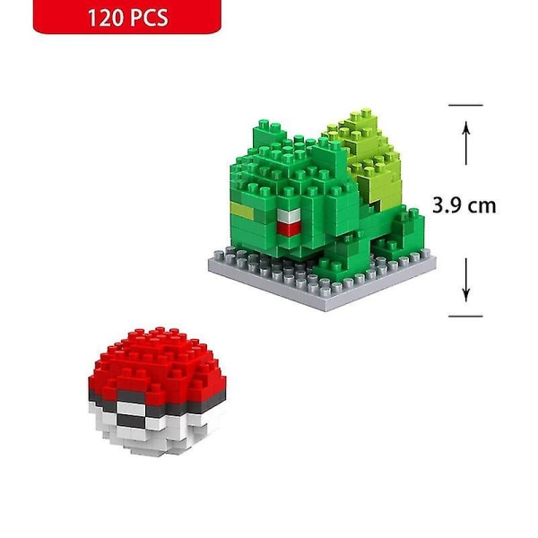 Nanoblock Små Byggstenar Pikachu Tegelmodell Utbildningsleksaker För Barn Födelsedagstegelblock[HK] Bulbasaur