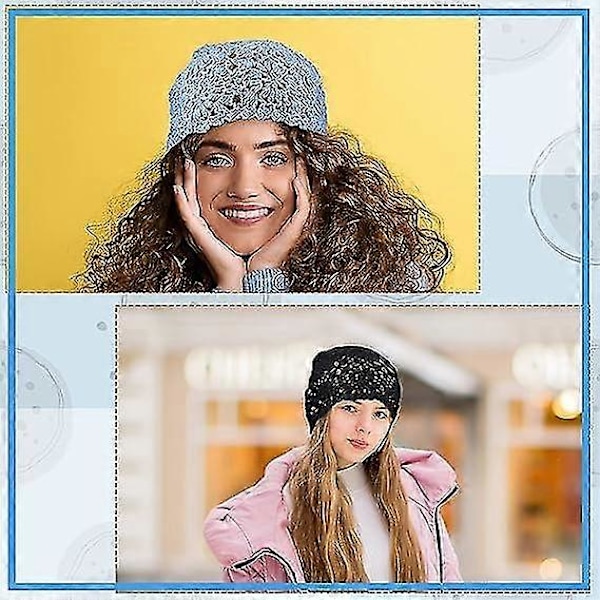 4 st Virkad Slouchy Mössa Höst Handgjord Stickad Blommig Skull Cap Bomull Utskuren Sommarmössa Lättvikt Stickad [HK]