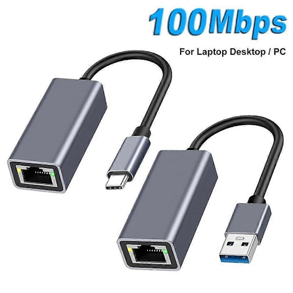 USB Ethernet-adapter Typ C USB till RJ45 Lan-port 100 Mbps Nätverkskort för PC Laptop Plug and Play[HK]