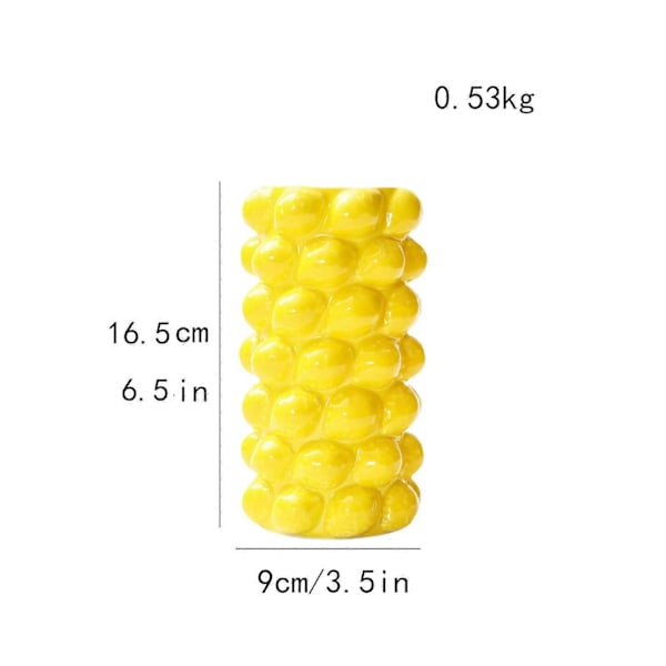 Blomvas i porslin för blomsterarrangemang på balkong, spiselkrans, kontor [HK] lemon yellow 16.5cmx9cm