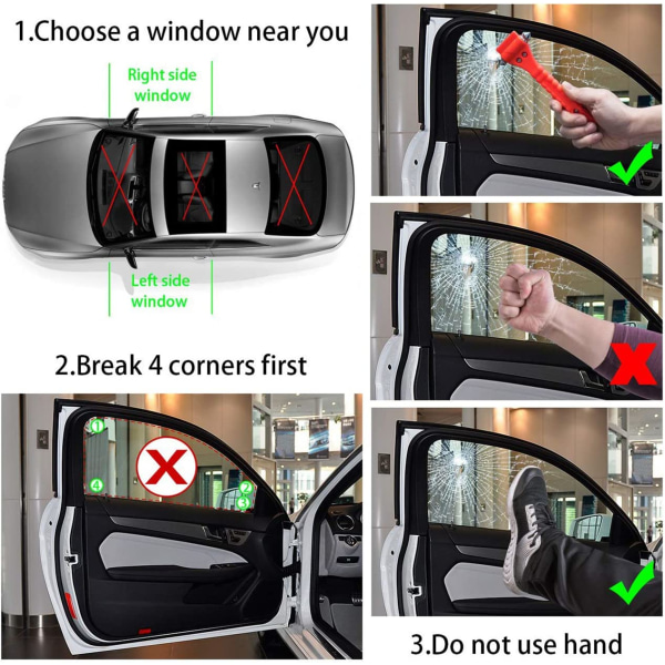 Bilutrymningsverktyg 2-pack nödhammare med fönsterkross