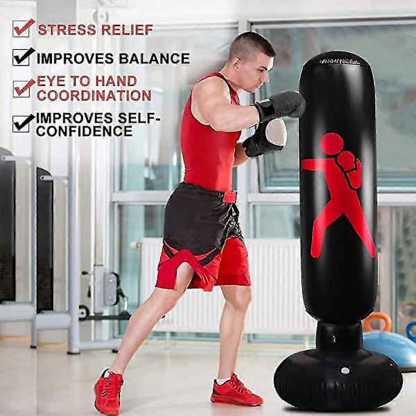 160 cm oppustelig bokse-punchingbag -ykc-[HK] 160cm Black