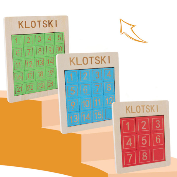 Trä Klotski Glidande Pusselbräda Undervisningshjälpmedel För Småbarn 3 4 5 Utbildning[HK] 8 girds