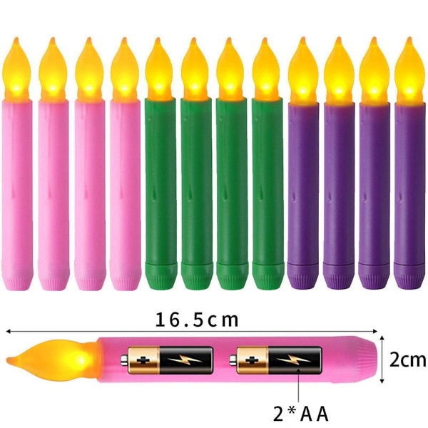 Simuleret flammefri LED stearinlys med lang pol, tårefri stearinlys, fødselsdag, farverig skal, gul blink ([HK])