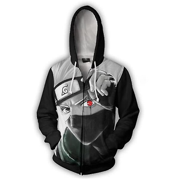 3D-tryckt Anime Hatake Kakashi Sweatshirt Zip Jacka Kappa Herr Huvtröja Cosplay[HK] L