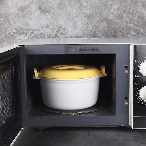 Bärbar mikrovågsugn Risgryta Multifunktionell Ångkokare 2800ml Isolering Lunchlåda Ångande Ut[HK] WhiteYellow