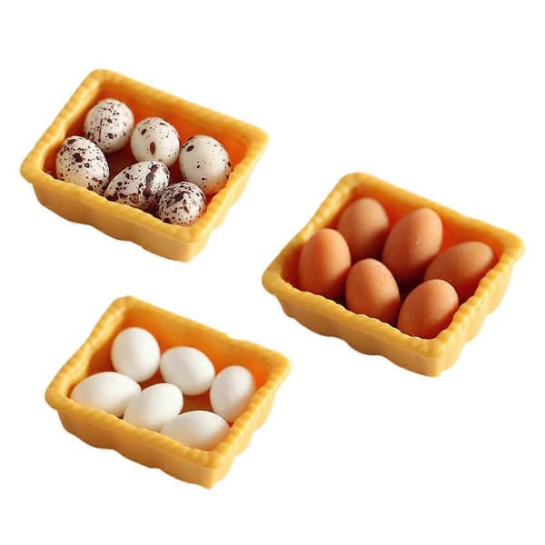 Mini Hus Leveranser Låda Äggset för Dekorationsbruk 3Set Resin Mini Modeller[HK]