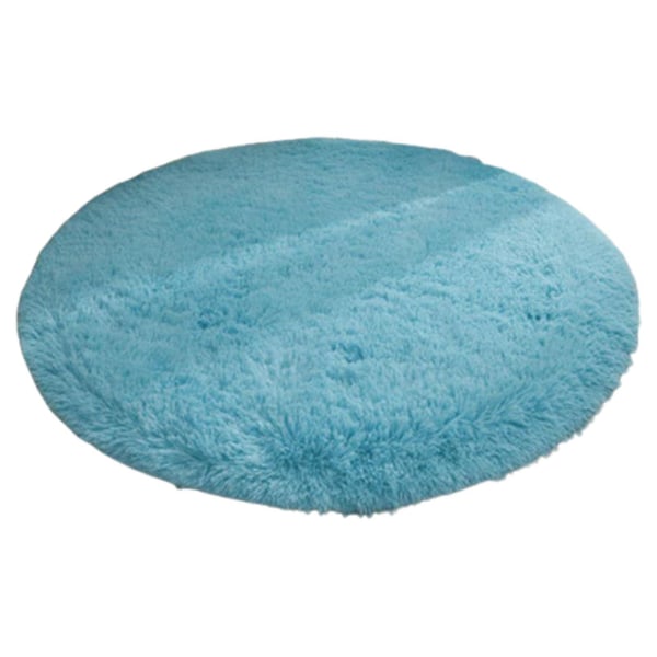 HK  Soverom Luksus Rund Fluffy Område Tæppe Super Blød Slidstærk Skridsikker Design Cirkel Tæppe Gulvtæppe Sky Blue 60cm