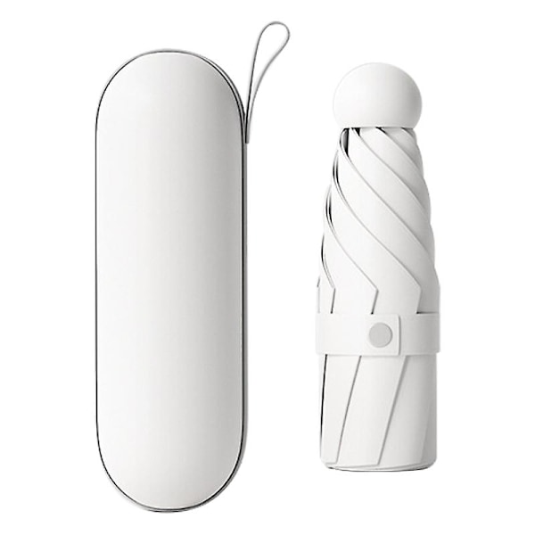 Matka 5-osainen 6-puolainen mini sateenvarjo UV-suojattu kokoontaitettava sateenvarjo, kapselikotelolla [HK] Style B White