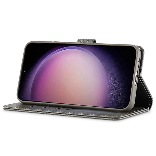 LC.IMEEKE Til Samsung Galaxy S25 Etui Kalvetekstur PU Læder Stand Wallet Telefon Cover -[HK] Grey Multicolor