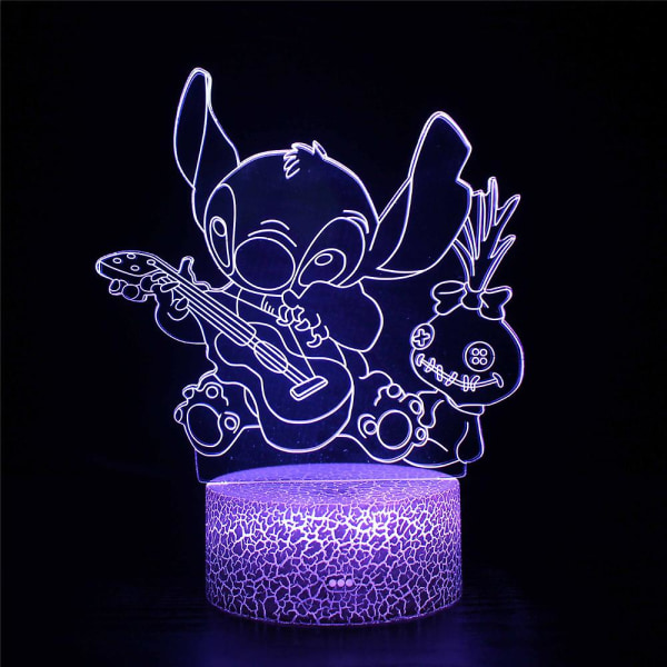 Stitch nattlys 7 farger endring LED-skrivebordslampe berøringskontroll hjemmedekorasjon gaver[HK] A