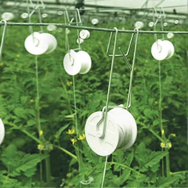Tomatstøttekroge med 15m snor - 6 stk., espalierrullekroge til tomatplanter i drivhus [HK]