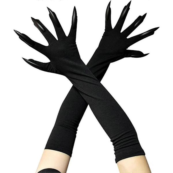 Heksehandsker | Halloween Klo Handsker Cosplay, Lange Negle Klovn Klør Spøgelsespote Handske Hexe Djævel Pote Hånddækker Fancy Dress Performance Prop  Sort