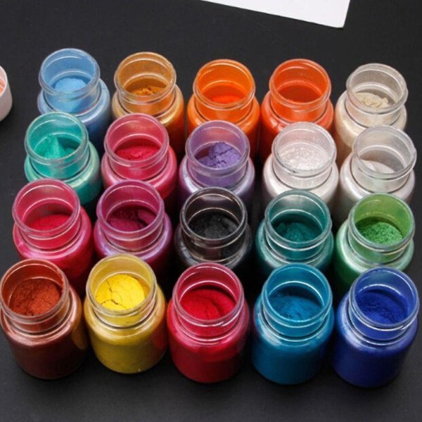 32 farger Mica Resin Pigment Rainbow Pearl Powder Epoxy Mold Glitter Fargestoff