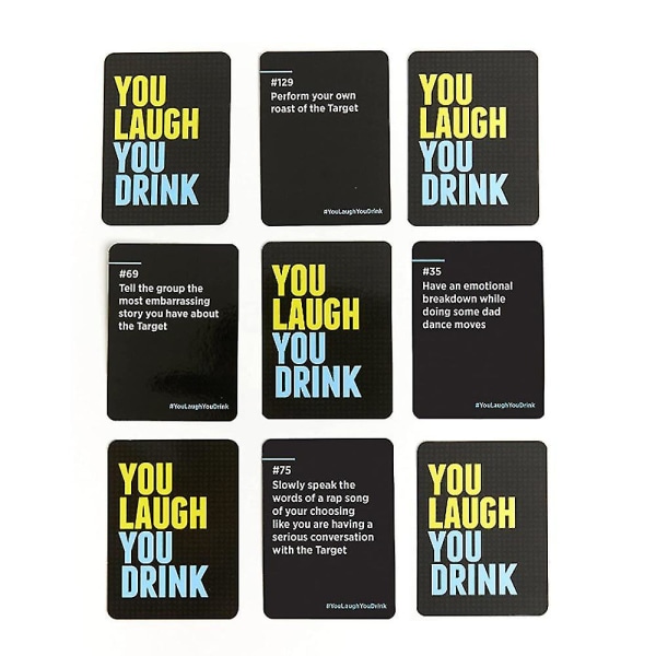 Du griner, du drikker - Drikkespillet til folk, der ikke kan holde et oprejst ansigt Festkort spilgaver[HK]