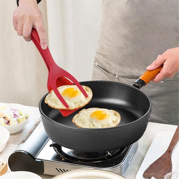 2-i-1 Nylon Grepp Flip Pancake Äggklämma Grepp Omelett Spatel Tång Klämma Pancake Stekt Kökstillbehör[HkkK]