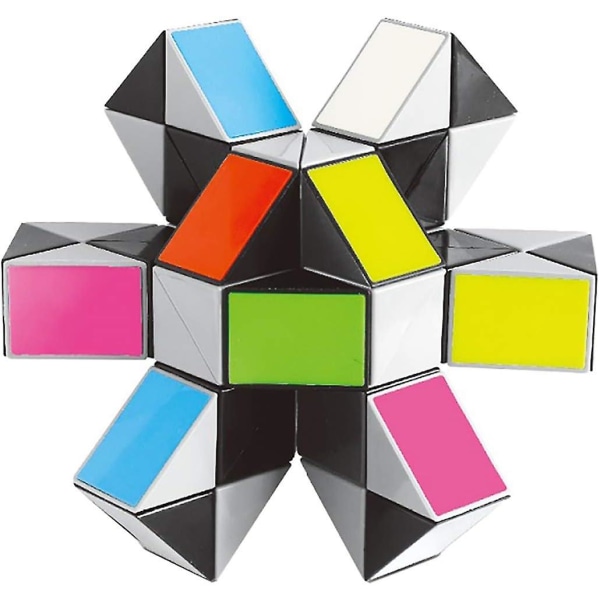 Stort Snake Cube Puslespil 48 kiler Sanselegetøj Vivid Rainbow 8 farver Magic Lineal Twist Cube Puslespil[HK]
