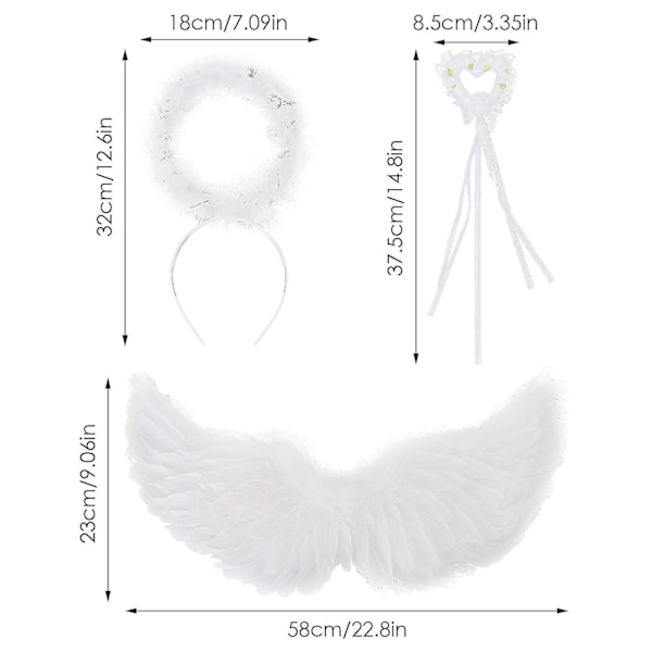 1 Sett Engel Fjærvinger Kostyme - Halloween Og Cosplay Fjærvinger Halo For Voksne Og Barnspartyforsyninger Dekorer Bryllupsdekorasjon