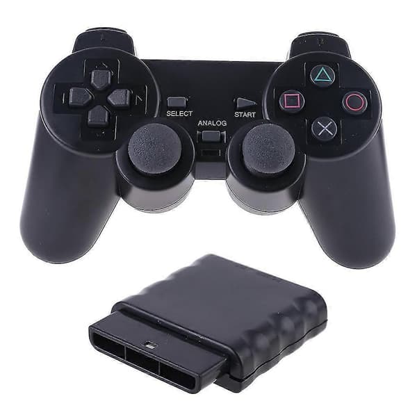Trådløs Gamepad Vibrator 2,4 GHz USB-spillkontroller Håndtak Joystick med mottaker for PS2 For 2 spilltilbehør [HK]