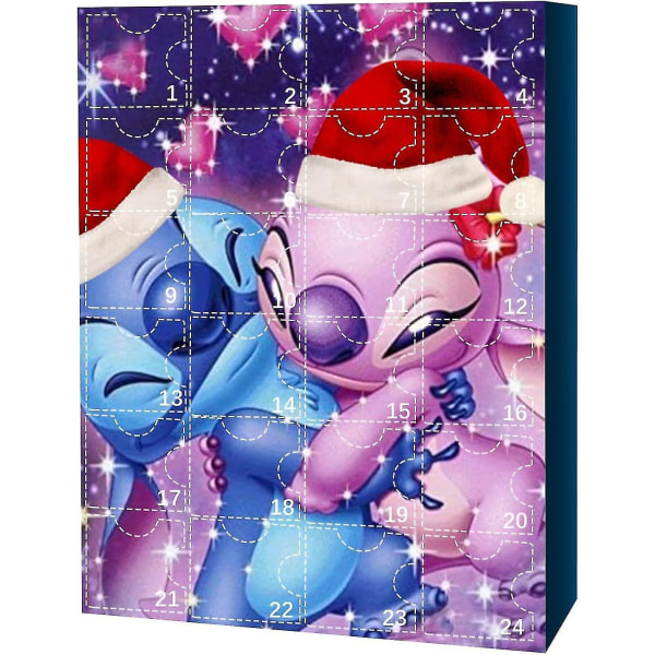 Anime Stitch jul adventskalender kompatibel for barn 24 dagers julnedregning 24 st tegnede leksaker prydnad C Set