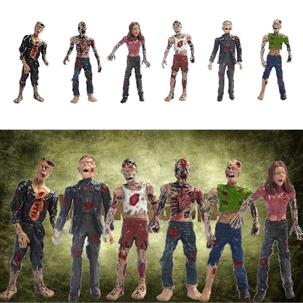 6 stk/pakke 10cm The Walking Dead Zombie Actionfigurer Lekefigurer Filmfigurer Action Zombiefigurer Ki[HK] As shown