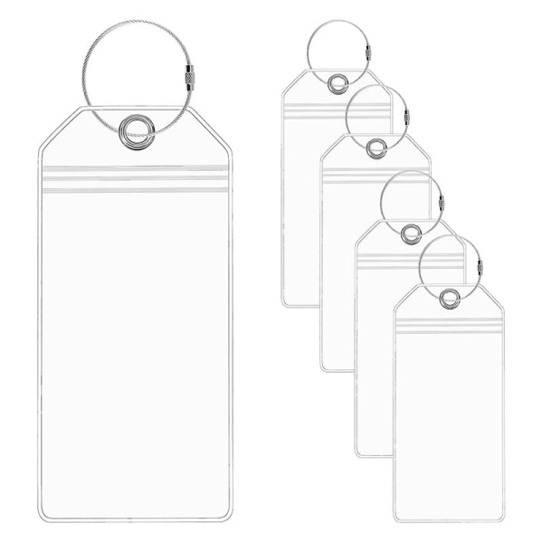 5st med stålöglor för resväskor Transparent etikett Bärbar Bagagelapp[HK]
