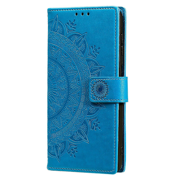 För Samsung Galaxy S25 Plus Skal Präglat Totem PU Läder Plånbok Ställ Telefonskydd [HK] Blue