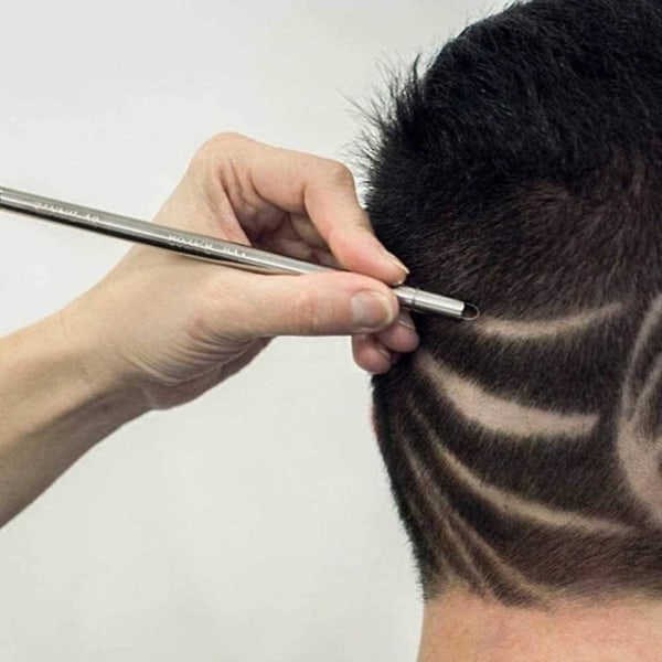 HK 1 Hårgraveringspen + 10 Blade Hårtrimmer Diy Frisure Salon Magisk Graveret Rustfrit Stål Fjer Frisør Frisørsaks