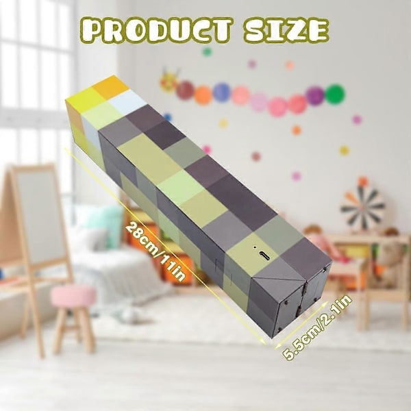 Vegglampe Nattlys, Håndverkslampe med 4 Farger, LED Nattlys, Sengelampe med USB Oppladbar, 3D Lampe for Cosplay Leker Gaver[HK]