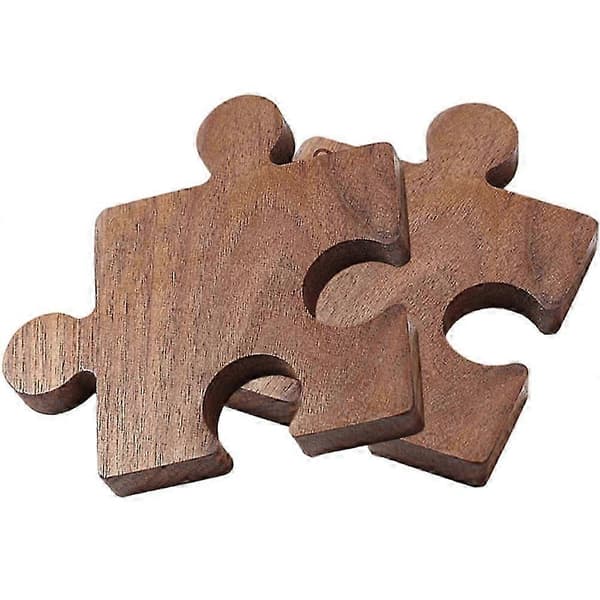 Isolerte tebrikker Jigsaw koppunderlag Bruk valnøttre 2 stk[HK] Coffee 10.00X10.00X1.00CM