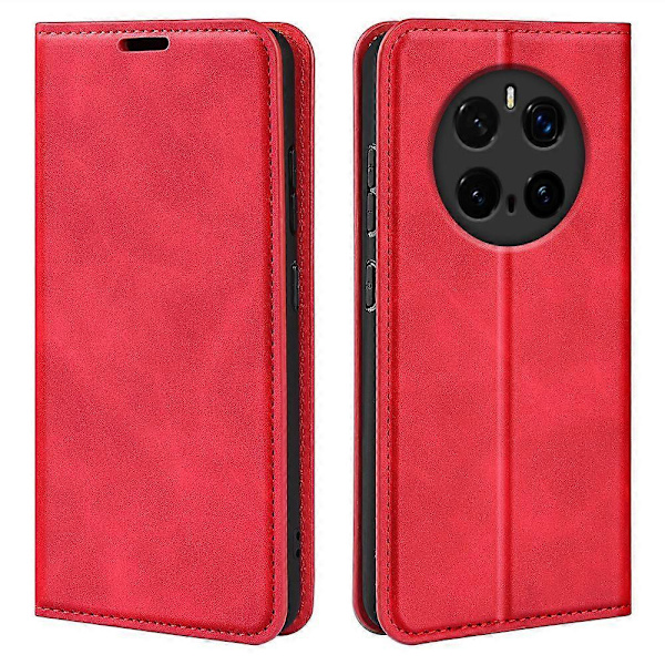 För Honor Magic7 Pro 5G Fodral Skin-Touch Läder Plånbok Telefonfodral [HK] Red