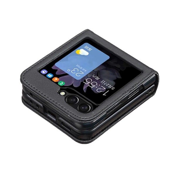 til Samsung Galaxy Z Flip 6 Etui Læder Flip Etui til Mænd Kvinder, Anti-ridse Holdbart Beskyttende Telefon Etui til Samsung Galaxy Z Flip 6[HK] black