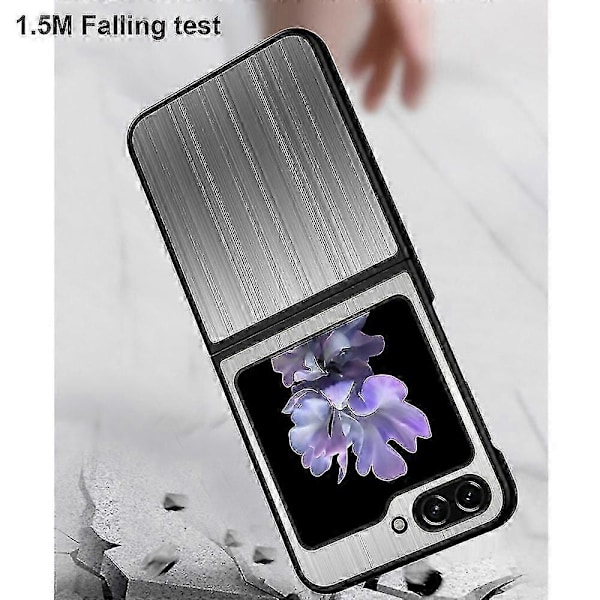 Borstat metallskal i rostfritt stål för Samsung Galaxy Z Flip 5, stötsäkra vikbara skal Boris[HK] Silver