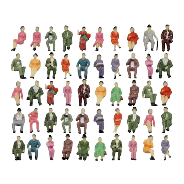 50 stk. 1:87 Skala Malede Figurer Personer Figurer til Model Tog Sandbord [HK]