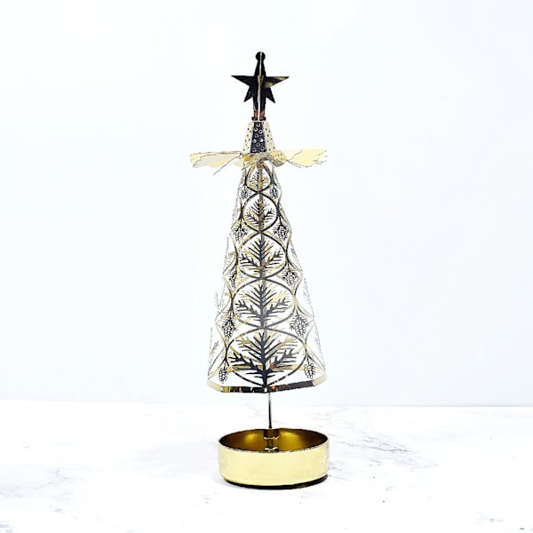 Jul Aromaterapi Ljus Varm Trä Revolving Ljusstake Walking Light[HK]