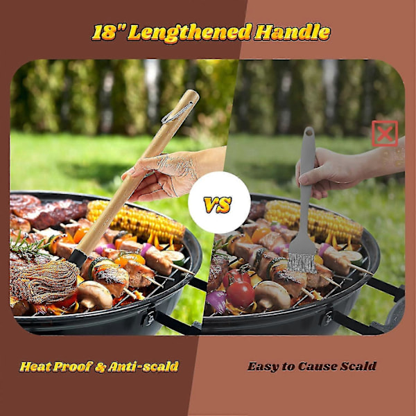 Gjutjärnsgryta och BBQ-moppborste set för grillning, 6 st grilltillbehör inkluderar 24 oz [HK]