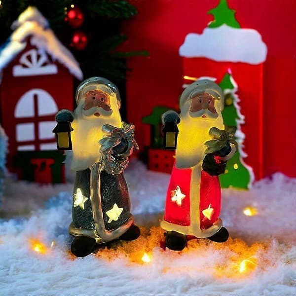 Jul tomte staty med LED-lampor heminredning julprydnader dekorativa nyårs bästa present [HK] C Blue