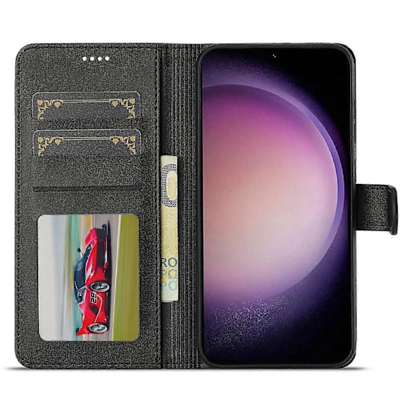 LC.IMEEKE Til Samsung Galaxy S25 Etui Kalvetekstur PU Læder Stand Wallet Telefon Cover - Grå[HK] Black Multicolor