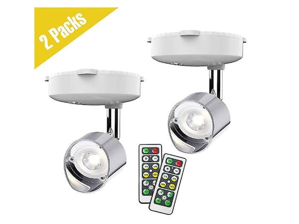 Mini LED-spotlights, batteridrivna, 2-pack, silver, 4000K, 80 lumen[HK]