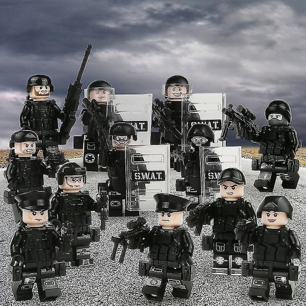 12 stk Swat Militær Mann Puslespill Blokker Barn Gave -q[HK] A