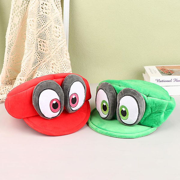 Anime Spill Mario Odyssey Plusshatt Nyhet Grønn Rød Caps For Cosplay Kostyme Halloween Bursdagsgaver [HK] Red