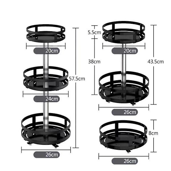 Roterande kryddhylla kryddbehållare rack kök tillbehör[HK] Round 1 layer
